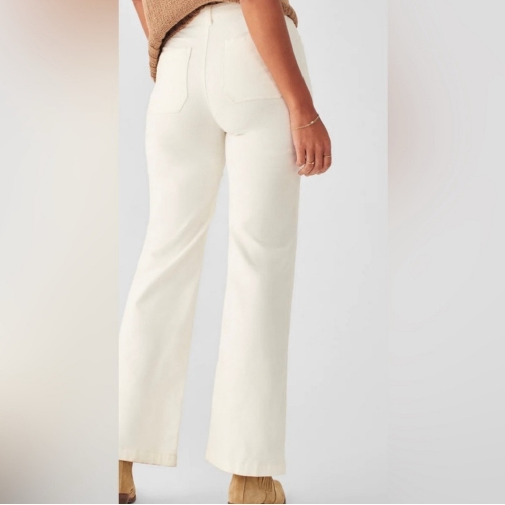 Faherty Stretch Corduroy Patch Pocket Pant Egret Fit Flare Boho Wide Leg Size 27 - Picture 2 of 9